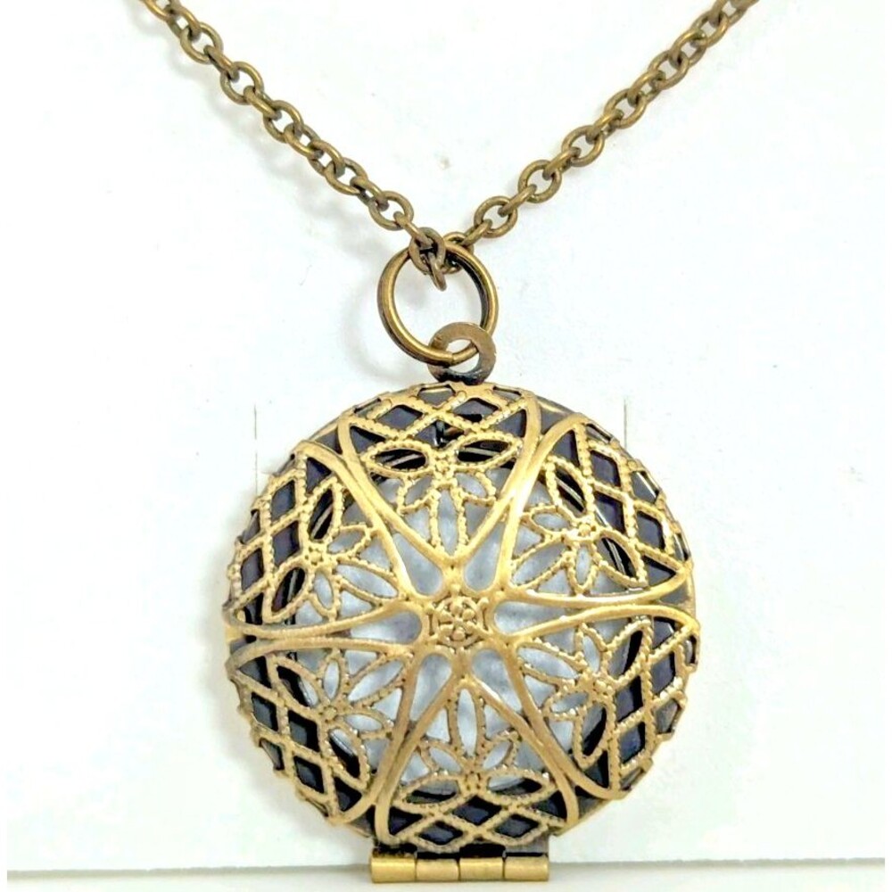 Gold Tone 18-in Necklace Fragrance Diffuser 1-in Pendant Lobster Clasp 50 Refill